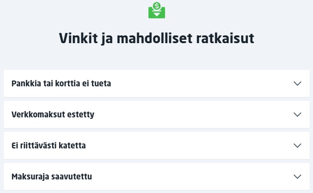 Vinkkejä ja mahdolliset ratkaisut